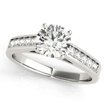 Silver Single Row Engagement Ring Prong Set